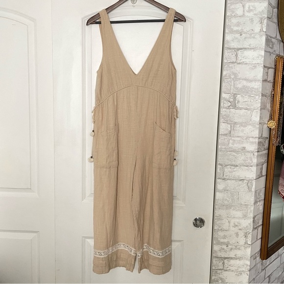 Spell Paloma Jumpsuit In Neutral Small Playsuit pockets natural cotton Bohemian - Picture 4 of 12